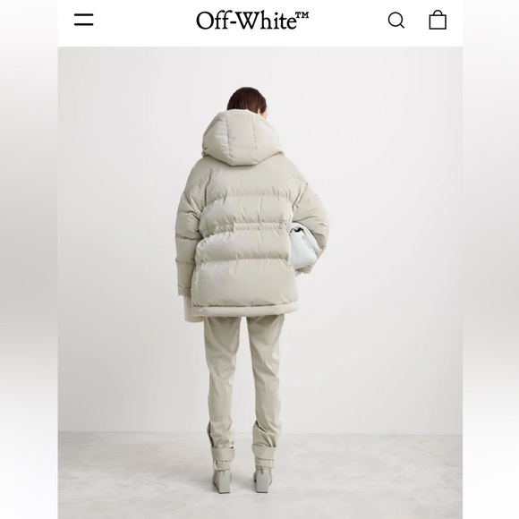 Off White Velvet Effect Puffer - Picture 6 of 11